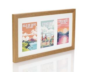 Multi Aperture Photo Picture Frames Holds 2, 3 or 4 Photos Various Sizes and Colours-Fits 3 6x4 inch Photos-Light Oak