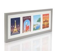 Multi Aperture Photo Picture Frames Holds 2, 3 or 4 Photos Various Sizes and Colours-Fits 4 8x6 inch Photos-Pale Grey