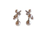 Multi bead diamond studded earrings, gentle and elegant pearl earrings, exquisite and luxurious copper alloy jewelry, suitable for people commuting to work, dating, dinners, and daily dressing