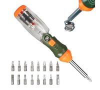 Multi-Bit Ratchet Driver - Alloy Steel ABS 21.5cm Ratcheting Handle, 16 Piece Interchangeable Bits, Comfortable Grip | Professional Compact Screwdriver for Electricians Hobbyists Furniture Assembly Ap