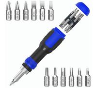 Multi-bit Screwdriver, 13-in-1 Screw Driver Adjustable Mini Screwdriver Set Multitool All in One with Torx Security, Phillips, Hex, Flat Head, Square and 1/4 Nut Driver (Red)