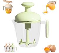 Multi-Blade Manual Egg Mixer, Press The Egg Beater Cup, Hand Push Rotary Whisk Blender Cup, Cooking & Kitchen Mixing Tool, Built-in Filter, for Baking, Beating Eggs (Green)