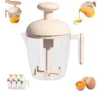 Multi-Blade Manual Egg Mixer, Press The Egg Beater Cup, Hand Push Rotary Whisk Blender Cup, Cooking & Kitchen Mixing Tool, Built-in Filter, for Baking, Beating Eggs (White)