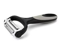 Multi-Blade Peeler for Fruit Vegetables and Potatos with Stainless Steel Blades. 3 Peelers in 1 Including Jagged Edge and Straight Edge Blades for Versatile Peeleing Approaches. Color - Black/Grey