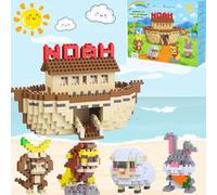 Multi-Blocks - Noah's Ark & 4 Animals Mini Block Figure, Bible Story Collectible Building Kit for Kids Aged 14+, Great Gift for Teens and Adults (1207 Pieces/14.8 x 7.2 x 9.1 cm)