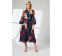 Multi Blur Print Belted Contrast Detail Collarless Shirt Dress Principles Multi 16
