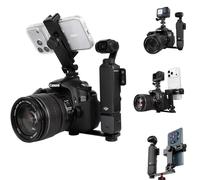 Multi-Camera Mount Rig for DJI Osmo Pocket 3 4 & DSLR Digital Action Camera - Dual 1/4" Screws with Cold Shoe Mounts, Tripod Compatible, Supports Phone as Monitor (Includes Phone Clamp & Adapter)