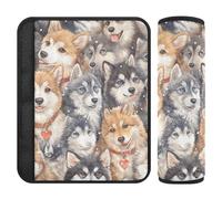 Multi Cartoon Cute Siberian Husky Dogs 2 pcs carseat Straps Covers, More Comfort Driving, Seatbelt Cover for Truck Auto Airplane 10x7.7 in forro para cinturon de segurida