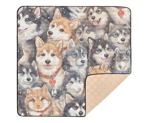 Multi Cartoon Cute Siberian Husky Dogs Soft Foam Baby Play mat Foldable for Floor Lightweight Foldable Activity Entertainment Mat for Baby Toddler Infant, 50'' x 50''para juegos de