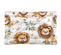 Multi-Cartoon Lions White Washable Dog Bed Mat Soft Comfortable Anti-Slip Bottom Pet Bed for Large Jumbo Medium Small Dogs 24" x 18"