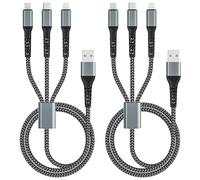 Multi Charger Cable 1.2M 2Pack, 3 in 1 Charging Cable Nylon Braided USB Multi Cable with Micro USB Type C Lightning Lead Connector for iPhone, Android, Samsung, Huawei, Xiaomi, PS4, Nexus, Nokia, LG