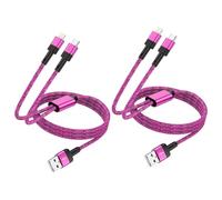 Multi Charger Cable 2Pack 1.2M - 2 in 1 Nylon Braided USB Type C Lightning Connector for iPhone 15 14 13 12 11 8 7 XR XS, Android, Samsung, Huawei, Nexus, Nokia, LG, Sony