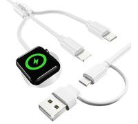 Multi Charger Cable 3 in 2 for Apple Watch iWatch Charger USB C/A Travel Essentials Fast Charging Compatible with iWatch Series 10/Ultra/SE/9/8/7/6/5/4/3/2 & iPhone 16/15/14/13/SE/Galaxy S25 125cm