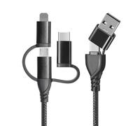 Multi Charger Cable, 5 in 1 USB A/USB C Charger Cable Nylon Braided with iP Micro USB Type C Fast Charging Cable for Phone, Samsung, Huawei, Honor, Sony, Xiaomi, LG, Nokia, Kindle, Android, Tablet-1M
