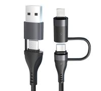 Multi Charger Cable for iPhone Android, 4 in 1 Multi USB Fast Charging Cord 60W USB C USB-A Braided Nylon Cable to USB A to USB C for iPhone 17 16 15 14 13 Samsung S24 Airpods 4 3 iPad