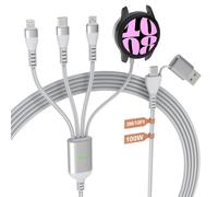 Multi Chargers for Samsung Galaxy Watch - 100W 4 in 1 USB A+C Travel Multi Galaxy Watch 7 Charger Cord, 3M/10FT Retractable USB C Fast Charging Cable for Galaxy S23/22/Android/iPhone 16 15 14 13