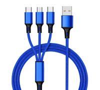 Multi Charging Cable 3 in 1 Charger Cable Nylon cable with Micro USB Type C, iP 14 13 12 11 Android Galaxy S22 S21 S20, Huawei, OnePlus, Kindle, LG (Red)