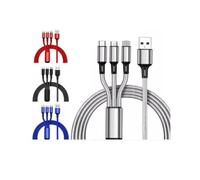 Multi Charging Cable, 3A 3 in 1 Fast Charging Cord,1.25M Nylon Braided Multiple USB Cable with iP Micro USB Type C Port for Phone,Samsung,PS4, Tablet, Xiaomi and More (Blue)