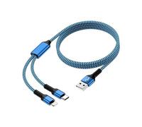 Multi Charging Cable USB to USB C and Lightning Cable, 4ft Braided 2 in 1 Fast USB Cable with Type C/Lighting Port for iPhone 16 Pro Max 15 14 13 iPad Multiple Phone Charger Cord-Not Support CarPlay