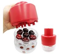 Multi Cherry Pitter Tool, Cherry Stone Remover for Multiple Cherries, Remove 7 Stones One Time, Fruit Pit Stoner for Kitchen Cherry Jam, Quick-Release Multi-Cherry & Olive Pitter (Red)
