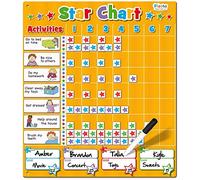 Multi child Reward Chart/Star Chart by Fiesta Crafts - Magnetic Chore Board for Kids & Toddlers - Colour-Coded For Each Child - Encourage Good Behaviour - Kids Behaviour Chart
