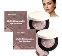 Multi Chromatic Eyeshadow Rose Gold, Shimmer Single Eye Shadow with Color Shift Effect, High Impact Sparkle Eyeshadow for Party Glam Night Makeup, Long Wearing Pressed Powder Eye Shadow 3.5g (2pcs)