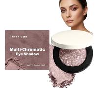 Multi Chromatic Eyeshadow Rose Gold, Shimmer Single Eye Shadow with Color Shift Effect, High Impact Sparkle Eyeshadow for Party Glam Night Makeup, Long Wearing Pressed Powder Eye Shadow 3.5g (1pcs)