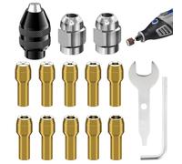 Multi Chuck Set for Rotary Tools,15 PCS Collet Chuck 4486 Ch-uck Set,Collet Nut Kit,0.8-3.2mm Keyless Drill Rotary Tool Accessories Compatible with 3000 4000 7700 8200(M7)