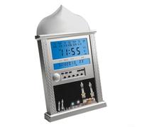 Multi City Muslim Prayer Wall Clock with Alarm and Snooze Features for Daily Use (silver)