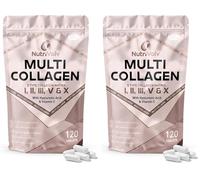 Multi Collagen | 120 Tablets | Types I, II, III, V & X | Grass Fed Bovine, Wild Caught Marine, Eggshell & Chicken Collagen | Hyaluronic Acid & Vitamin C | Halal, Kosher | by NutriVolv (Pack of 2)