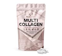 Multi Collagen | 120 Tablets | Types I, II, III, V & X | Grass Fed Bovine, Wild Caught Marine, Eggshell & Free-Range Chicken Collagen | with Hyaluronic Acid & Vitamin C | Halal, Kosher | by NutriVolv