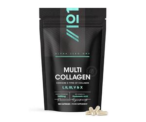 Multi Collagen 2400mg - Types I, II, III, V & X - 180 Capsules - Wild Caught Marine, Grass Fed Bovine, Eggshell & Free-Range Chicken Collagen Powder, with Hyaluronic Acid & Vitamin C - by Alpha01