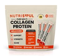 Multi Collagen Complex Powder | 30 Sachets | 100% Natural, Hydrolysed Bovine & Marine Collagen Peptides Types I, II, III, V & X | 8 Essential Amino Acids | Halal, Kosher & Gluten Free | Nutrisoul