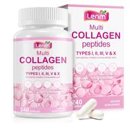 Multi Collagen Peptides 240 Capsules | Type I, II, III, V & X Hydrolyzed Collagen with Biotin, Vitamin C & Hyaluronic Acid | Supports Skin, Hair, Joints & Digestion - High Strength Collagen Supplement