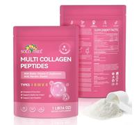 Multi Collagen Peptides Powder, 1 lb Unflavored Hydrolyzed Collagen Types I, II, III, V & X with Biotin, Hyaluronic Acid & Vitamin C - Keto & Paleo Friendly, Non-GMO
