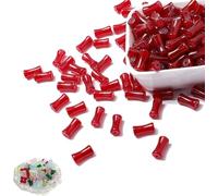 Multi-Color Bamboo Beads, Unique Bamboo Shape Joint Beads, Transparent 12mm Bam-Boo Joint Craft Bead, Exquisite Transparent Bamboobeads, for DIY Necklace Bracelet Earring Accessories (Red)