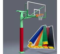 Multi-Color Basketball Pole Padding 72" Tall, All in One Wrap Around Square Pole Pad Self Adhesive, All Weather Crash Cushion Pads for School Playgrounds(Red,5"x5"/13x13cm)