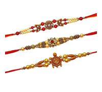 Multi Color Beads Designer Rakhi Bracelet for Brother on Raksha bandhan with Multicolor Beads Traditional Rakhi Thread Set of 3