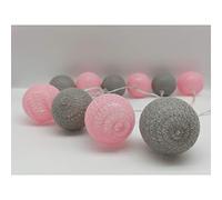 Multi-color Cotton Ball LED String Lights, DOTBUY Battery Operated Fairy Lights Decoration for Indoor outdoor Holiday Party Christmas Halloween Decor Garlands (Pink grey,1.8M/10LED)