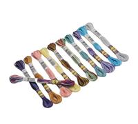 Multi Color Embroidery Floss Embroidery Threads 10 Variegated Colors Set Gassed Mercerized Cotton Floss 8.7 Yards Cross Stitch Thread(Garden Flowers 11)