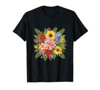 Multi-Color Floral Bouquet Illustration T-Shirt