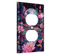 Multi Color Floral Disco Ball Water Lily Switch Plate Wall Accents Single Duplex Plug Standard Size