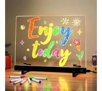 Multi-Color LED Drawing Board Designed for Children and Adults, Includes Complete Marker Set and Cleaning Cloth, Acrylic and ABS Build for Daily Use (20 * 20)