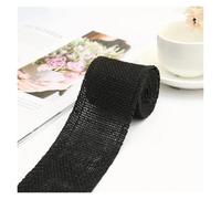 Multi-Color Natural Jute Ribbon 60mm x 2M Roll | Burlap Craft Ribbon for All-Season DIY, Christmas, Wedding, Gift Wrap & Garden(Black 2 Meters roll)