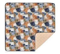 Multi Color Patched Cloth Pattern Large Non-Slip Baby Activity Play Mat for Indoor Outdoor Portable Activity Entertainment Mat for Baby Toddler Infant, 50'' x 50''