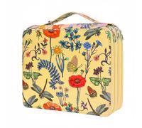 Multi Color Pencil Case and Marker Holder Organizer Pouch Bag 124 Slots Three Layer Zipper Oxford Cloth Portable Handle Suitable for Students Artists, Dragonfly Yellow