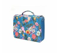 Multi Color Pencil Case and Marker Holder Organizer Pouch Bag 124 Slots Three Layer Zipper Oxford Cloth Portable Handle Suitable for Students Artists, Blue Flower