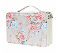 Multi Color Pencil Case and Marker Holder Organizer Pouch Bag 124 Slots Three Layer Zipper Oxford Cloth Portable Handle Suitable for Students Artists, Gray Rose