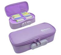 Multi-color Pencil Case with Lock for Boys and Girls, Waterproof Large Capacity Pencil Case with Handle, School Supplies Pencil Box Pen Stationery Storage Bag Organizer for Kids Teens Adults (Purple)