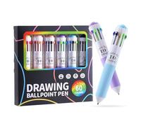 Multi Color Pens - ABS 13x2cm | 10-in-1 Retractable Multicolor Pen - Ballpoint Pen 6 Point Drawing Ballpoint Pen Set | Fine Point Smooth Writing School Supplies Home Dorm Office